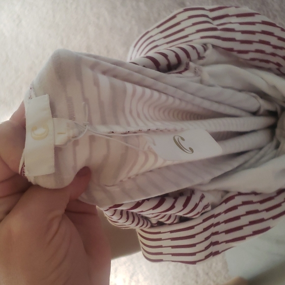 NWT Charming Charlie L red & white geo stripe jagged hem line strapless stretchy - Picture 6 of 9